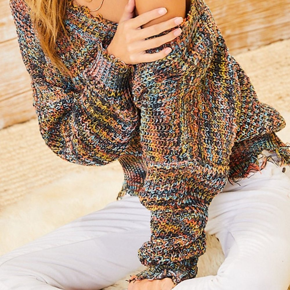 Frayed Multi Color Sweater - Picture 4 of 8